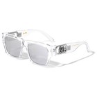 Clear Frame Square Sunglasses Silver Mirrored Lenses Mens Summer Style Luxury