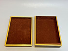 Vintage Mid Century Modern Straw Marquetry Jewelry Trinket Box