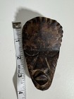 Hand Carved Wooden African Mask Wall Decor  Brown   Black  4 In Approx