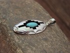 Native American Indian Sterling Silver   Turquoise Shadow Box Pendant - Perry