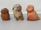 Set Of 3 Vintage Owl Figurines Handpainted Detailed Home Decor Collectibles