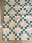 Antique Hand Made Irish Chain Cotton Quilt Green And Cream 68  X 74 