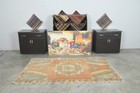 4x7 Turkish Antique Area Rug Anatolian Hand-knotted Vintage Oushak Carpet 825