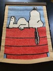 Vintage Snoopy Latch Hook Wall Hanging Snoopy Sleeping 20x27