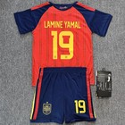 Lamine Yamal  19 Spain Kids Home Soccer Jersey Kit Boys Girls Youth Fan Jersey