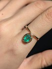 1987 Vintage Natural Green Emerald 9ct Yellow Gold Bypass Knot Ring Size N 5   7