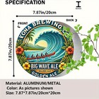 Kona Brewing Co  Big Wave Tin Metal Signs 8x8in Ale Golden Ale Round Aluminum Si