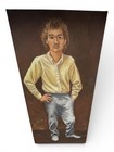 Large Outsider Folk Art Portrait Painting 68    Vintage Man Canvas Decor