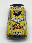 Vintage Comic Car Japanese Friction Yellow Tin Toy 3  Long 1858 Plate  read 