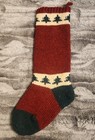 Christmas Stocking Pine Tree Knit Red Green Country Rustic Holiday Decor 16 