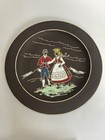Vintage Norwegian Hardanger Dancers Enameled Ceramic Plate 1970