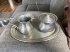 Wilton Armetale Pewter Creamer   Sugar Set W  Lid Oval Tray Satin W18