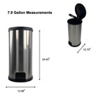 Kitchen Trash Can  7 9 Gallon Plastic Step Garbage Bin With Lid  Silver