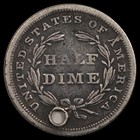 1837 H10c Seated Liberty Half Dime Holed Circulated Coin