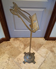 Vintage Brass Sheet Music Stand -lyre Harp Shape -ornate Adjustable -footed Base