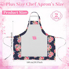 2 Pack Plus Size Floral Aprons Women Adjustable Vintage Kitchen Chef