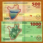 Set Burundi  500-1000 Francs  2018-2021  P-new  Unc