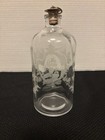 Etched Glass Apothecary Bottle  Cork Stopper   Floral Design Decoration Cracked