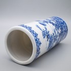 Antique Japanese Blue And White Seto Porcelain Brush Pot Cylindrical Vase 20th C