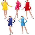 Kids Girls Tassel Leotard Dance Dress Latin Jazz Salsa Samba Tango With Gloves