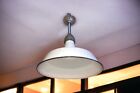 One 1940s Silva-king 14  White Porcelain Enamel Industrial Barn Light Vintage  A
