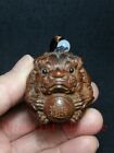 Chinese Boxwood Hand Carved Vivid Lion Figure Statue Netsuke Collectable Gift