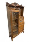 Antique Quarter Sawn Oak Side By Side Secretary Curio Bookcase Cabinet W Key