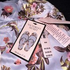 Brand New Victorias Secret Pink  Floral Fur Trim Satin Slippers Medium Size