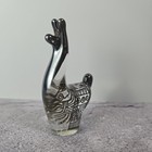 Vtg Crystal Alpaca Llama Copabella Figurine W Silver Overlay Peruvian Hand Made