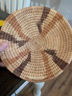 Vintage Hand Woven Basket 8 In Creme Brown Native American Indian Tight Coil