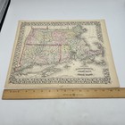 Antique 1872 Map With Coloring County Map Of Massachusetts  Connecticut  Rhode I
