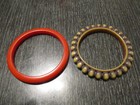 2 Vintage Estate Antique Art Deco Red Bakelite   Celluloid Bead Bangle Bracelets