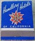 Handlery Hotel Of California Vintage Matchbook Full Unstruck Universal Match 