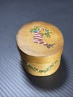 Vtg Hand Painted Christmas Trinket Box Bent Wood Signed Stocking 3    Primitive