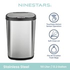Nine Stars Automatic Kitchen Trash Can  13 Gallon Stainless Steel  Silver
