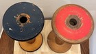 Vintage Lot Of Two Textile Industrial Primitive Wood Factory Bobbin Spools  11   