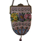 Antique Vintage Beaded Purse With Jewelled Frame - Shipped Tariff Free