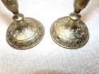 Vintage Solid Engraved Brass Candle Holders Set Of 2 - Made In Portugal