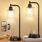 Industrial Desk Lamps For Office Set Of 2 - Fully Dimmable Bedside Lamps