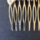 Pair Vtg Enamel Cloisonn   Hair Comb Cream And Pink Floral Gold Tone Butterfly
