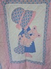1980 s Britannica Home Fashions Pink And Blue Window Panel  Sunbonnet Sue
