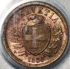 1850-a Pcgs Ms-65 Rb Switzerland  2 Rappen Choice Red Brown Paris Coin 25052503c