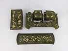 Murano Bronze   Glass Desk Set 1905 Antique Victorian Desk Set Ink Well