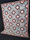 Vintage Handmade Trip Around The World Quilt Postage Stamp Patchwork Hand Stitch