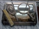 Vintage Godinger Silver Plate Vanity Set W  Art Deco Style Mirrored Footed Tray
