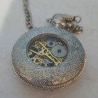 American Historic Society Kansas City Railroad Skeleton Pocket Watch W  Chain