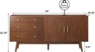 Mid-century Modern Buffet Sideboard Storage Cabinet Doors Dining Console Acorn
