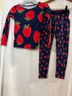 New Carter s Girls Strawberry Pajama 2pc Set Snug Fit Long Sleeve Pants Toddler