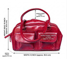Stylish Red Leather Handbag For Women Double Pocket Satchel  Trendy Shoulder Bag