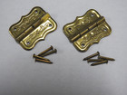 5 Pair Vintage Nos Small Decorative Brass Pltd Hinges 3 4  X 1  Steel Reinforced